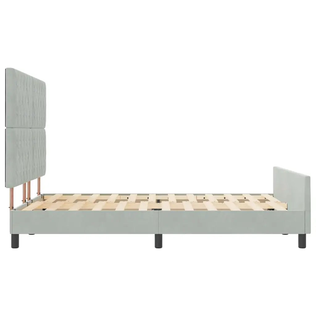 Letto a molle con testiera-Rete con Testiera Grigio chiaro 160 x 200 cm Velluto