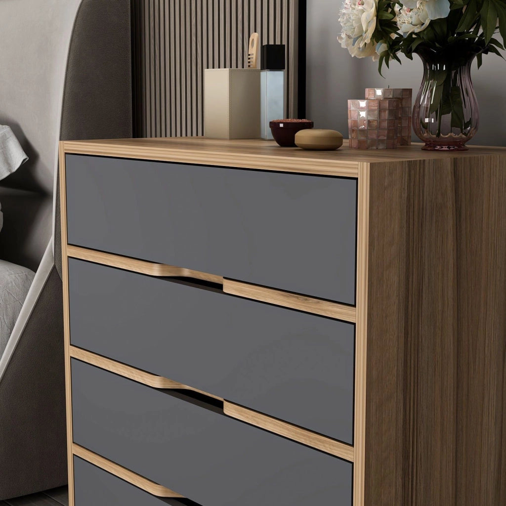 Gazzola, Cassettiera 4 Cassetti, 70x40x79h cm Nero Antracite