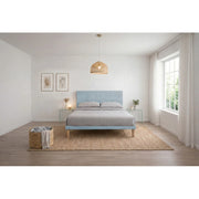 Letto imbottito Letto Matrimoniale alla Francese 140x200 cm Button - Con rete,Microfibra,Azzurro