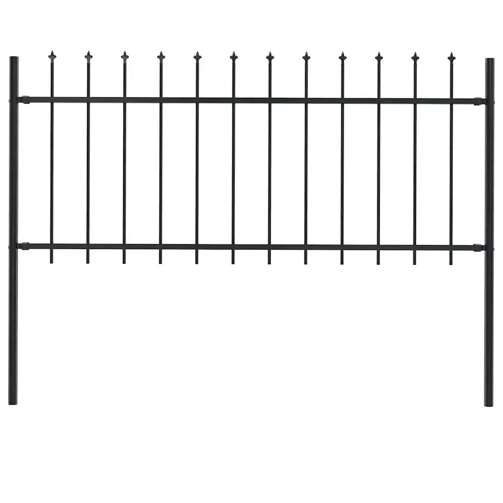 Recinzione da Giardino | Recinzione da cortile Woerden con Punta a Lancia in Acciaio 181x80 cm Nero