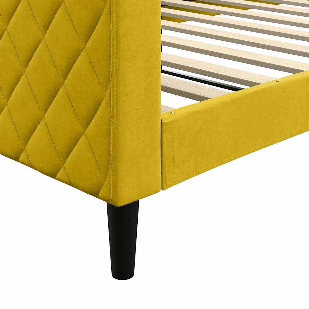 Letto singolo | Letto per adulti | Letto da Giorno Giallo 100x200 cm in Velluto