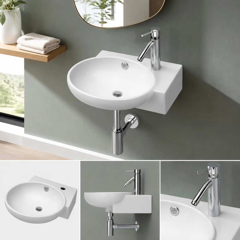 Washbasin With Tap Hole And Overflow Hole, Ceramic, White