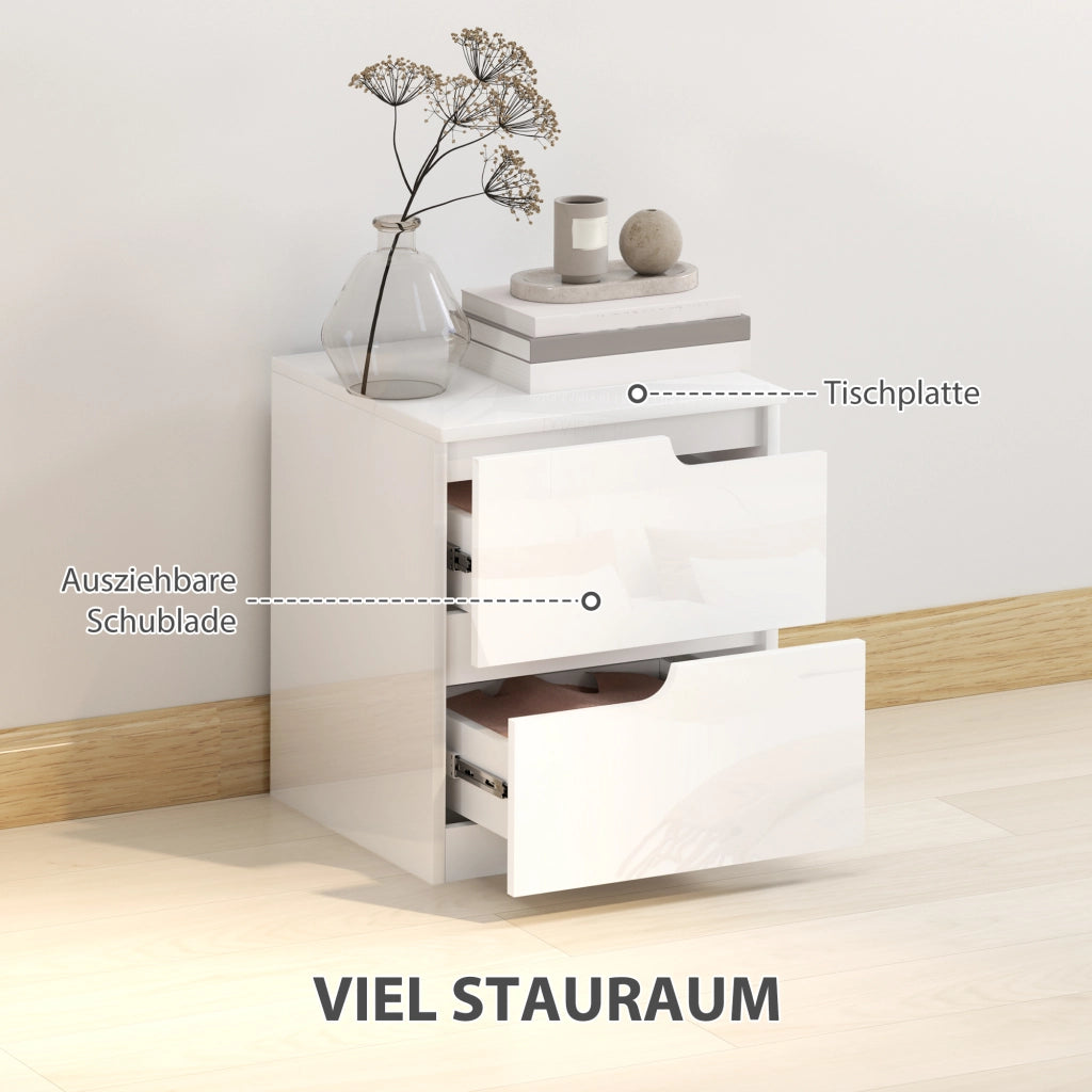 Comodino con cassetti ¨C Zephmum ¨C Bianco 50x50x