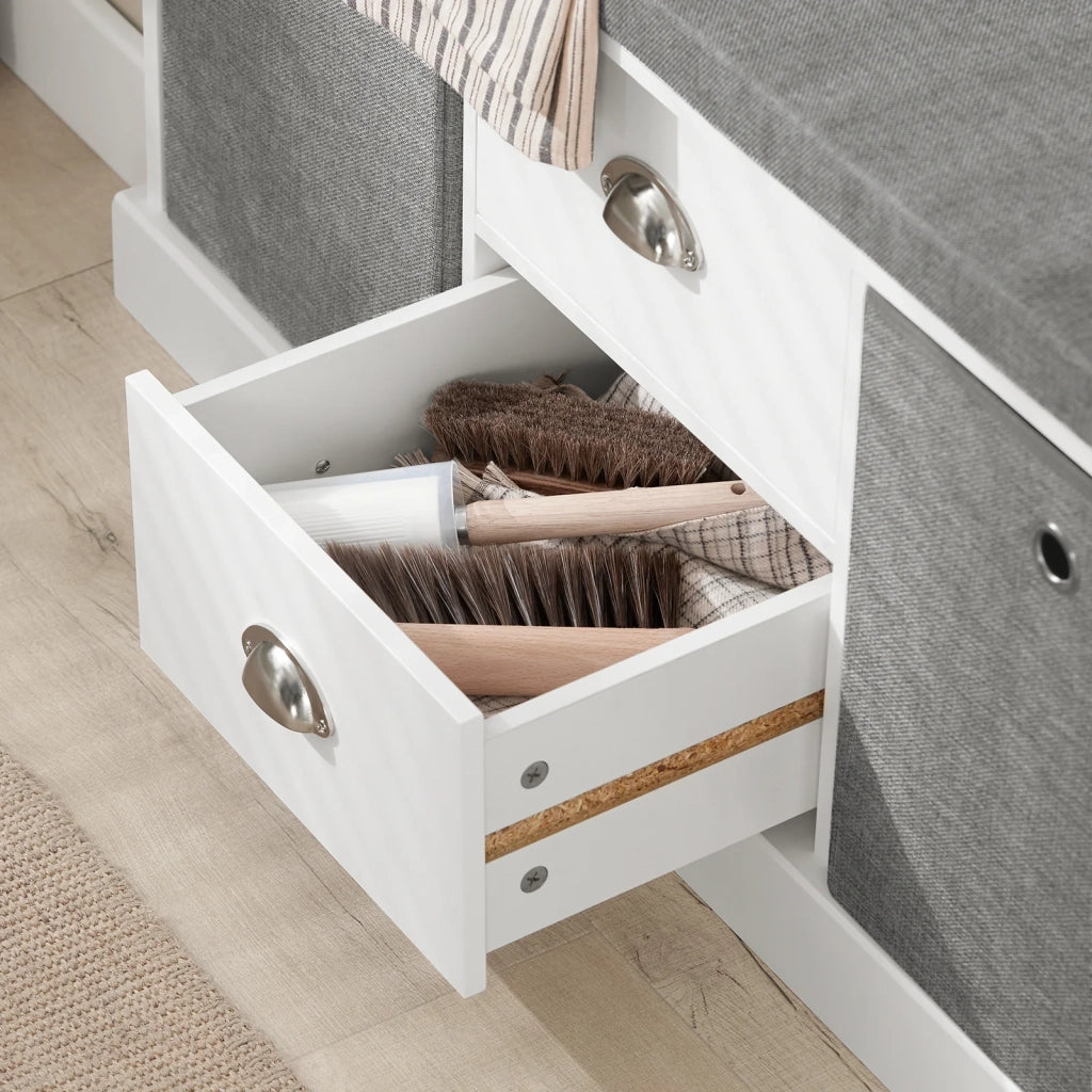 Panca scarpiera Cassapanca da Interno Mobile Bagno con 2 cassetti e 2 cesti L96*P33*A50cm FSR66-HG SoBuy