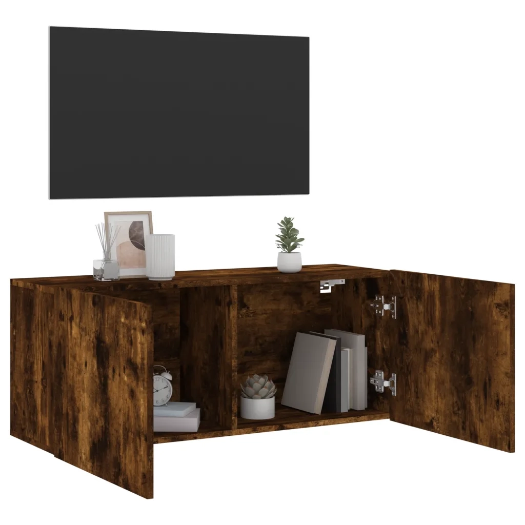 Mobile TV a Parete Rovere Fumo 100x30x41 cm 836970