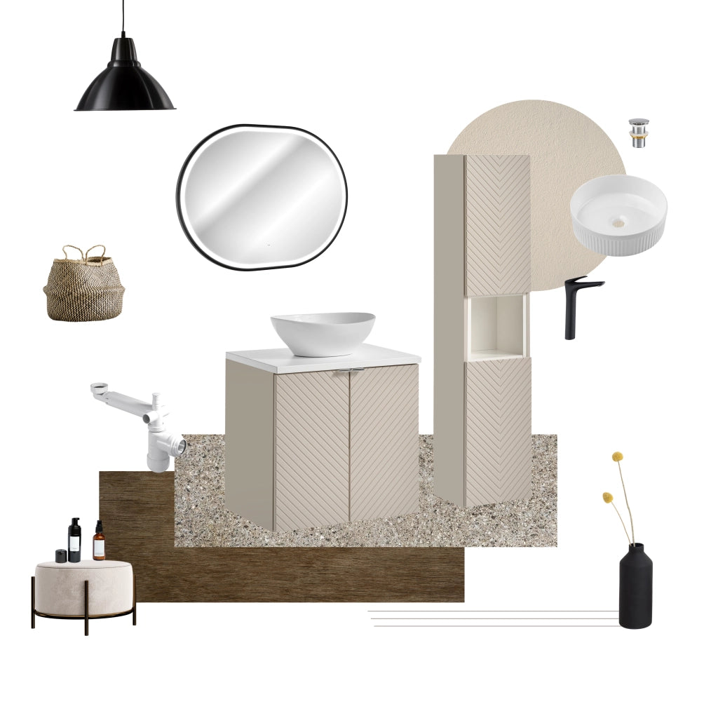 Set mobili bagno 60 cm con piano Viva Cashmere 60 x 1401 x 40 cm