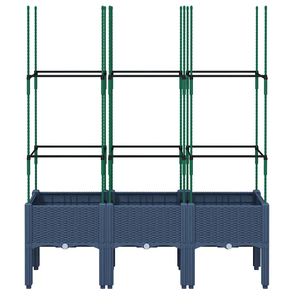 Fioriera Giardino con Traliccio Grigio Blu 120x40x142,5 cm PP 367956