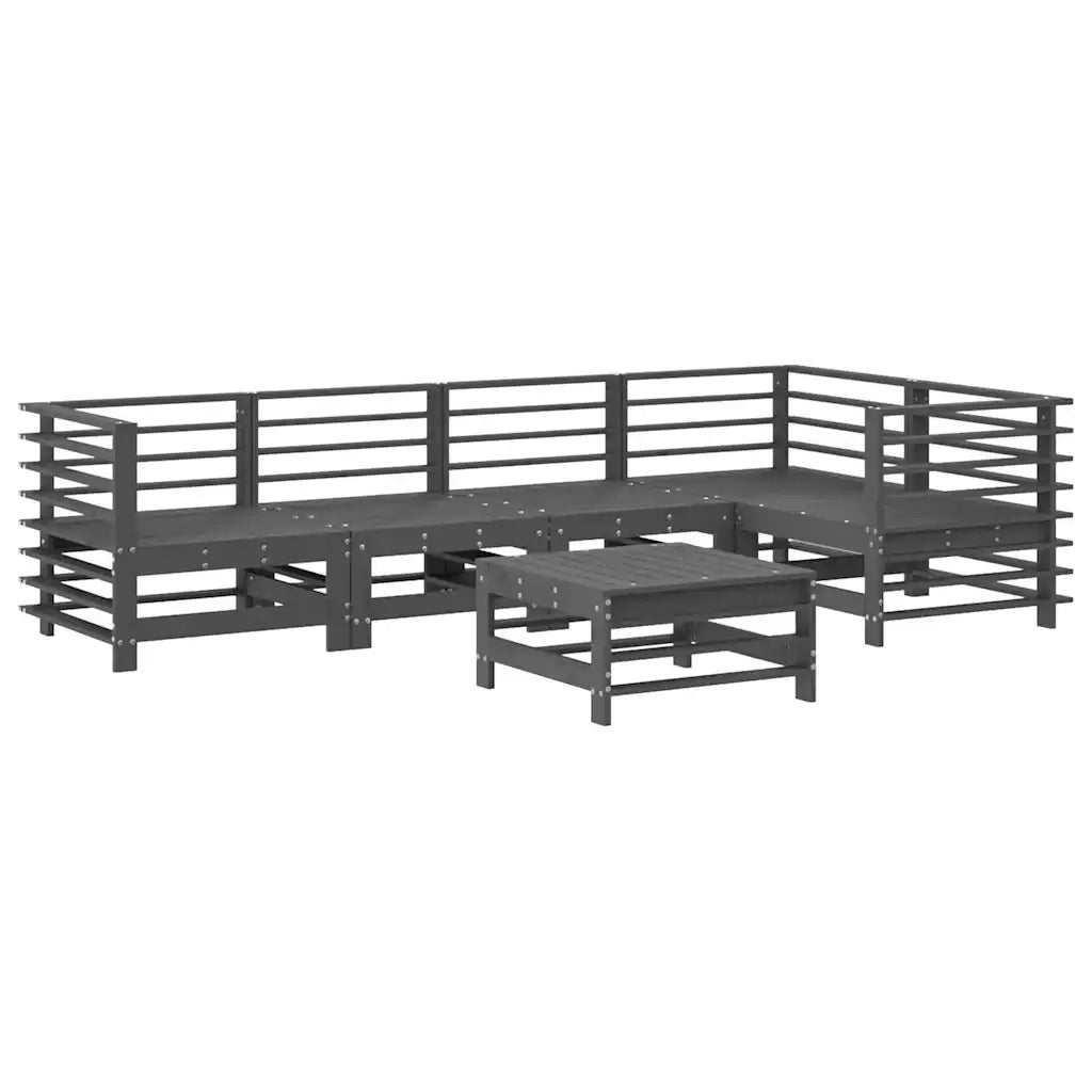 Set Divani da Giardino 6pz con Cuscini in Legno Massello Grigio 3186006
