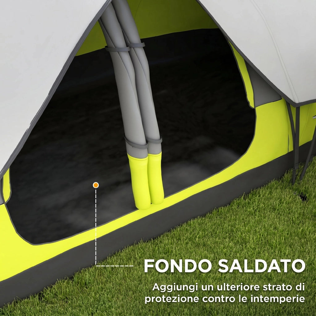 Tenda da Campeggio 6 Posti ¨C zephmum ¨C Verde Poliestere 450x215x180 cm