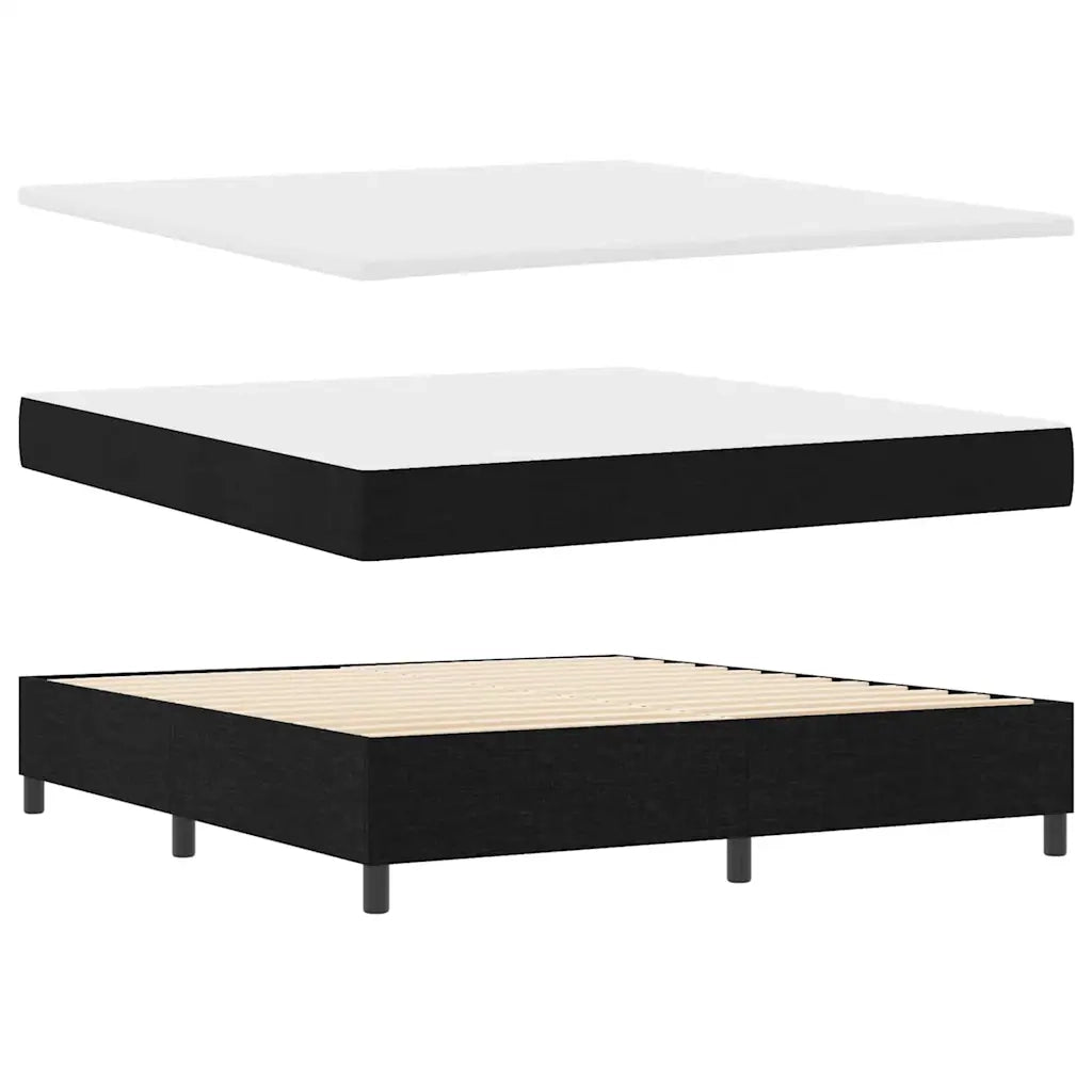 Letto a Sorgente LED con materasso Nero 180 x 200 cm Tessuto