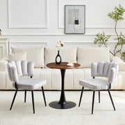 Tavolo Rotondo e Sedie da Pranzo ¨C MINIMAL ¨C Piano MDF Nero, Velluto Grigio, Gambe Metallo, 60cm