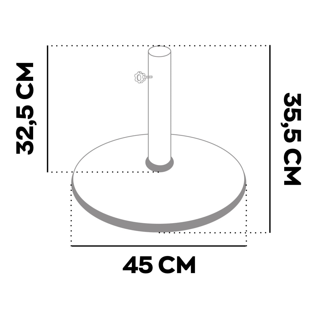Terra - Base per Ombrellone da Giardino Rotondo Ø45 cm 15 Kg in Cemento Nero