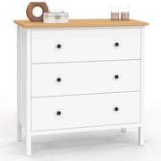 IDMarket - ACHILLE Cassettone a 3 cassetti 80 cm piano in legno bianco