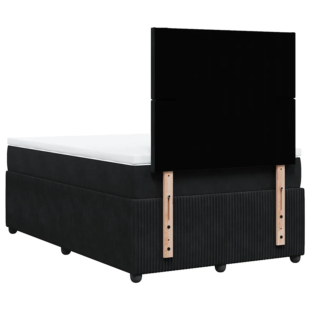 vidaXL Giroletto a Molle con Materasso Nero 120x200 cm in Velluto