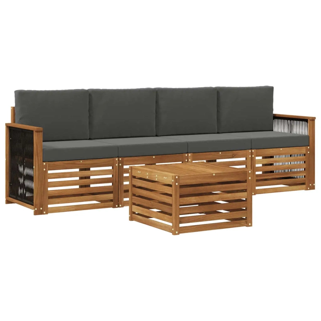 Set di divani da esterno 5 pz Naturale e Antracite 3383993