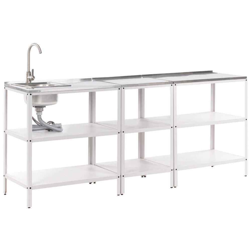 Set cucina da esterno 3 elementi in acciaio inox bianco 3 con cucina lavello a leva cucina da esterno