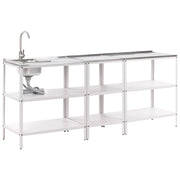 Set cucina da esterno 3 elementi in acciaio inox bianco 3 con cucina lavello a leva cucina da esterno