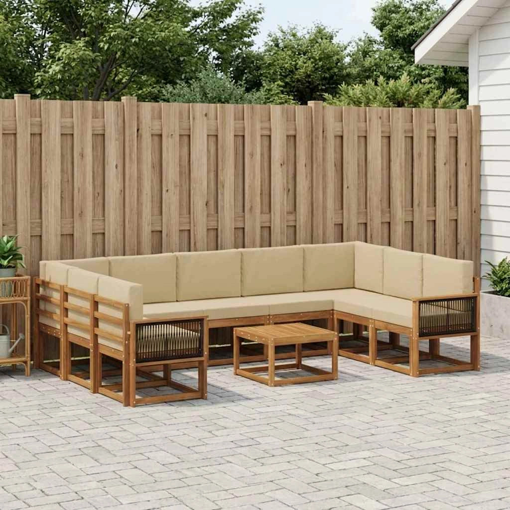 Set di divani da esterno 10 pz Naturale e Beige 3385554