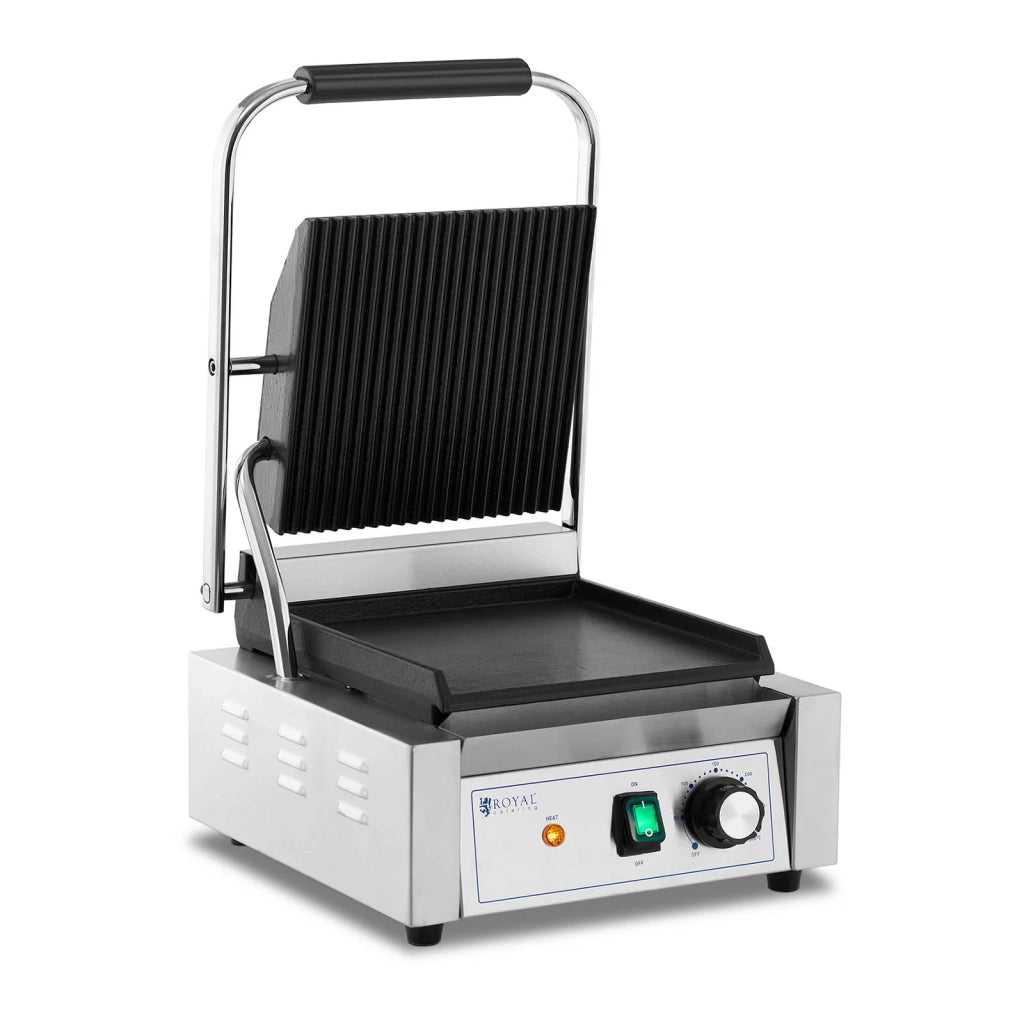 Piastra elettrica professionale per panini tostapane piastra scanalata e liscia 1800 watt acciaio inox 14_0004011