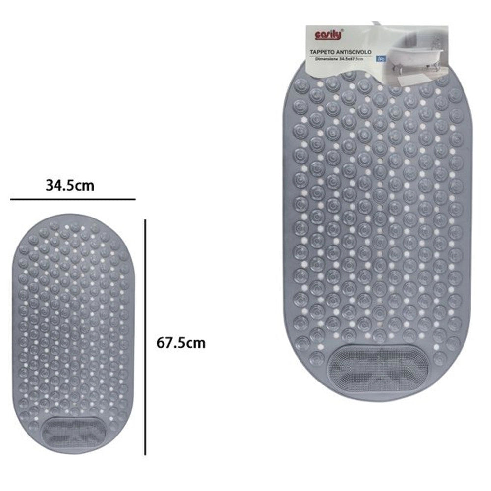 Trade Shop - Tappeto Tappetino Antiscivolo Per Vasca Da Bagno Doccia 34.5 X 67.5 Cm Grigio 10791 -