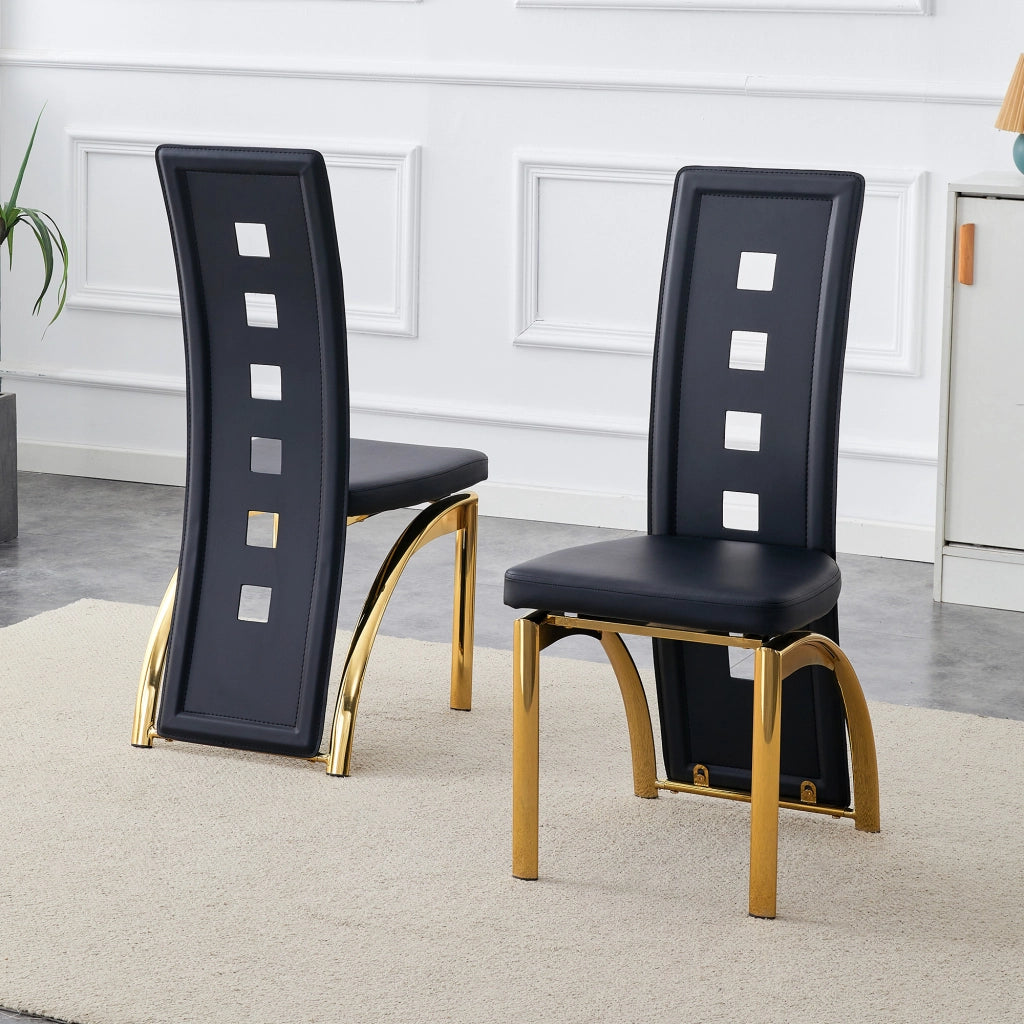 SEDIA da pranzo Set 2 unità 102,5 cm PU nero e metallo oro