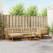 Set di divani da esterno con cuscino 7 pcs Naturale e Beige