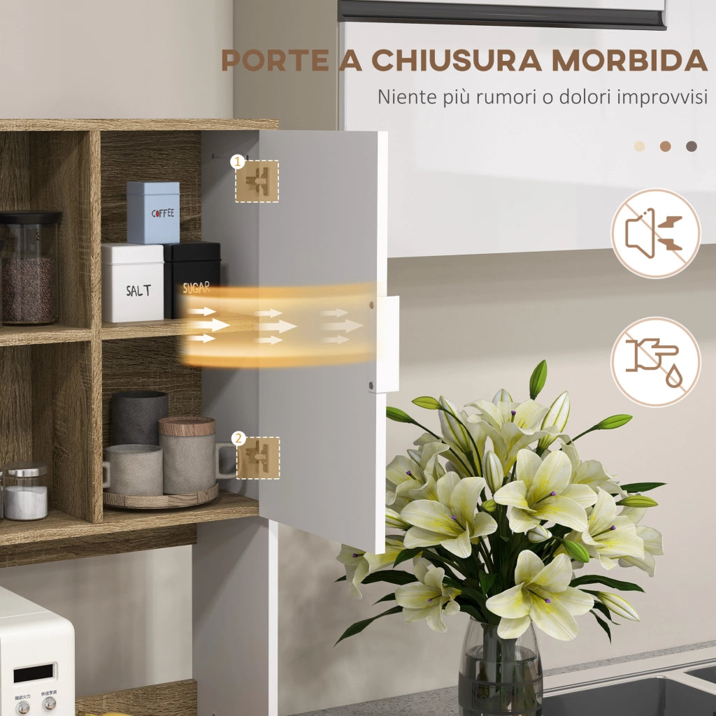 Credenza con Armadietti e Cassetto ¨C Zephmum ¨C Bianco e Legno 98x39x180