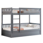 Letto a Castello 90x200 cm; 2 Posti - Contenitore Idraulico e Scala di Sicurezza - Grigio