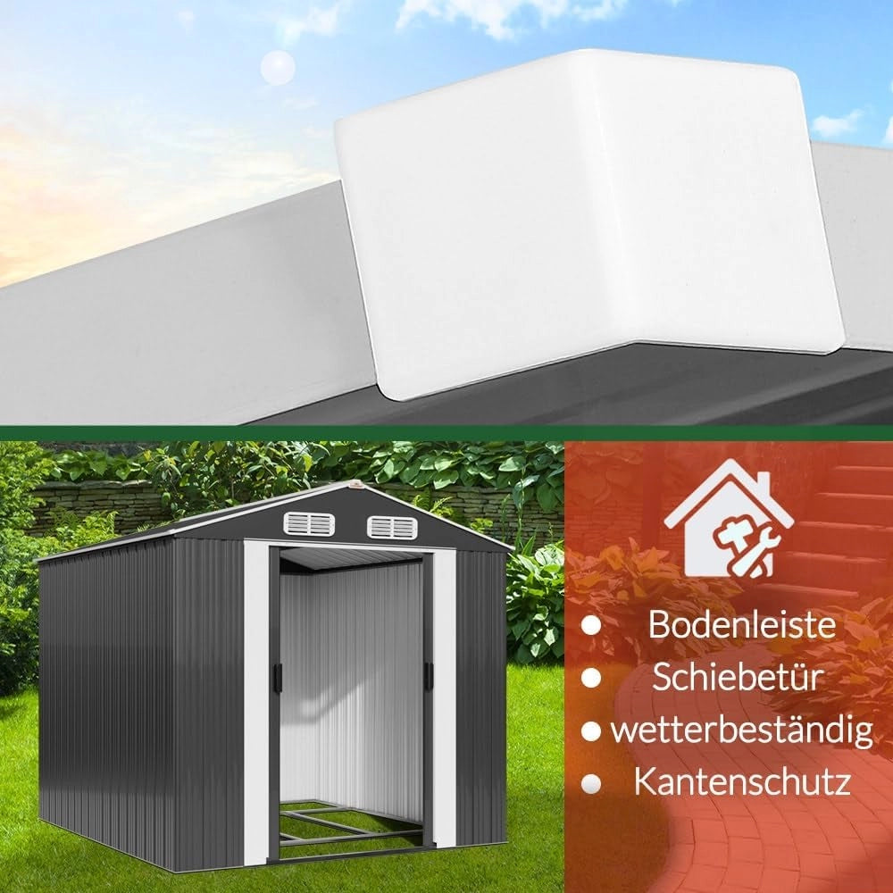 Deuba Capanno da Giardino XXXL Metallo 8m² Fondamenta 312x257x177, 5cm Porta Scorrevole Casetta per Attrezzi 14,7m³ Antracite