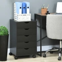 Cassettiera Ufficio con Ruote e 5 Cassetti 40x40x67 cm Nero