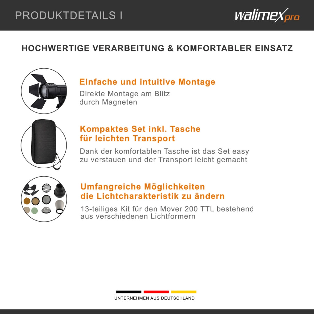 Mover 200 Kit di accessori - Set di 13 pezzi per la modellazione della luce per risultati flash personalizzati