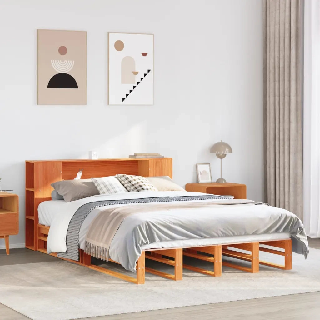 Letto Libreria senza Materasso Marrone Cera 160x200 cm Legno 3323883