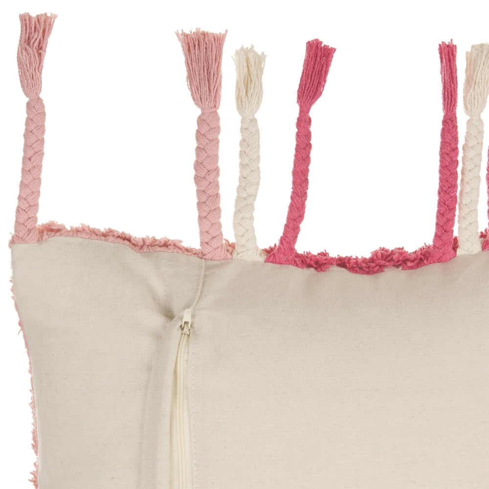 Cuscino decorativo in cotone con frange in stile bohémien 45 x 45 cm Accessori decorativi rosa
