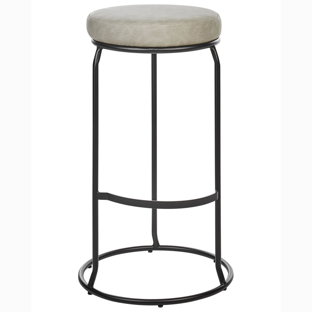 Set di 2 sedie da bar in ecopelle grigio con gambe in acciaio senza braccioli stile moderno soggiorno
