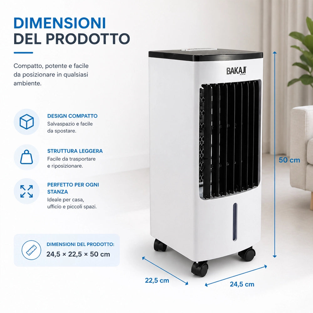 Raffrescatore Aria 80W 4LT Ventilatore Umidificatore con Telecomando