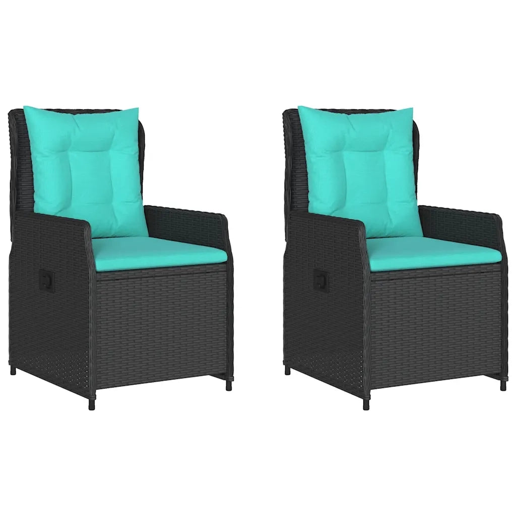 Sedie da giardino reclinabili 2 pz in Polyrattan Nero 368660