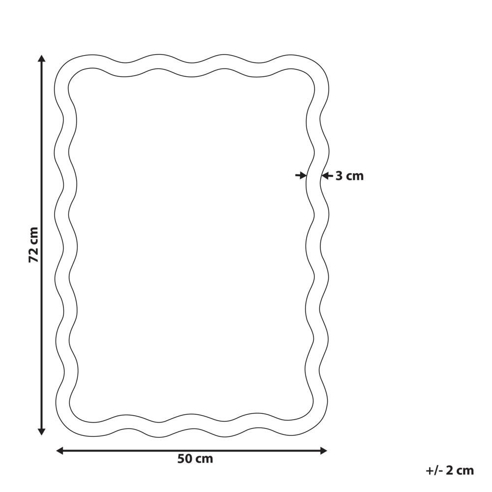 Specchio da parete in legno chiaro con cornice di pino e vetro 50 x 72 cm, pezzo decorativo irregolare montato a parete, stile moderno