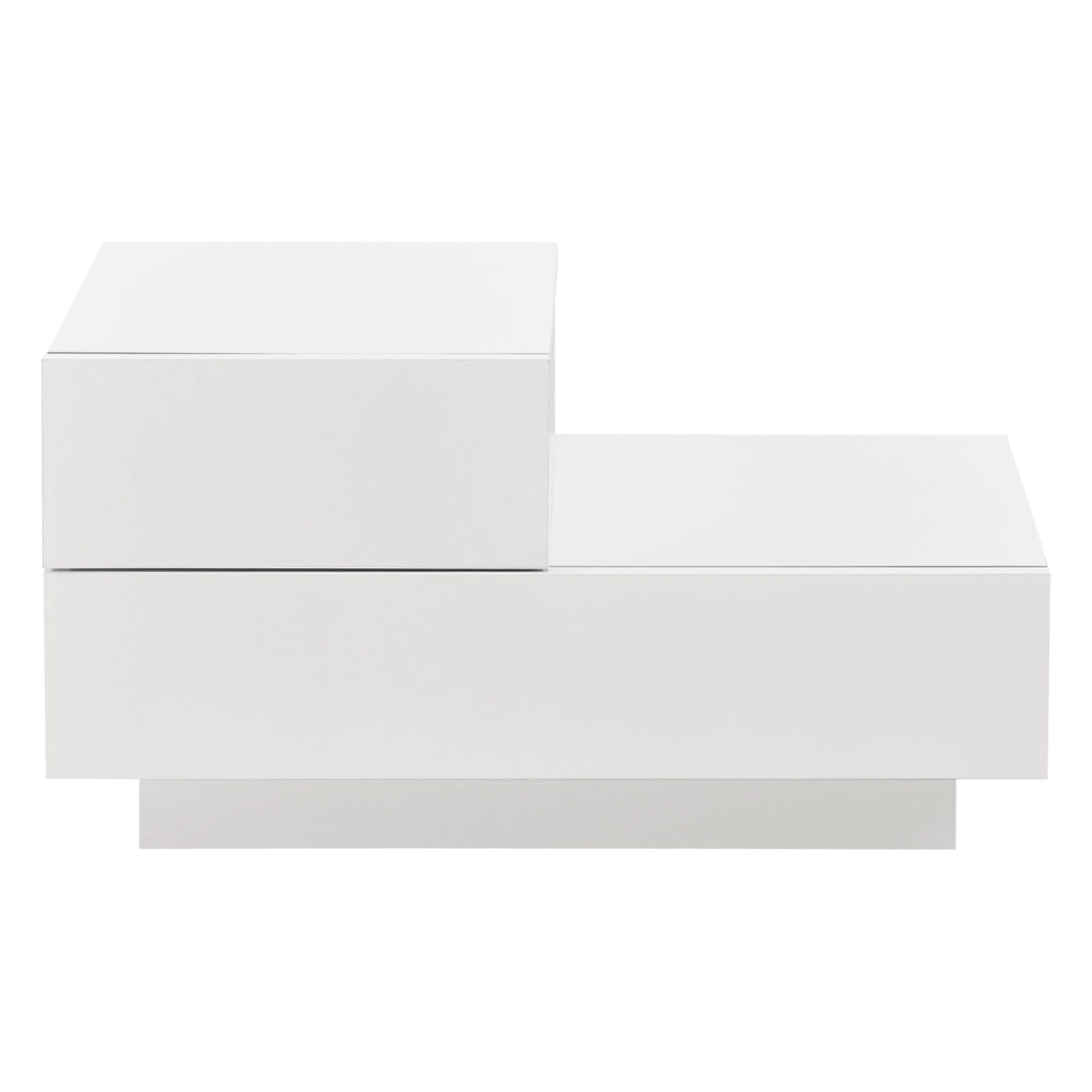 Comodino Sebokeng con 2 Cassetti per Lato Sinistro del Letto 38x70x35 cm Bianco Opaco [en.casa]