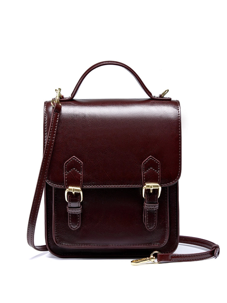Zaino da donna in vera pelle marrone