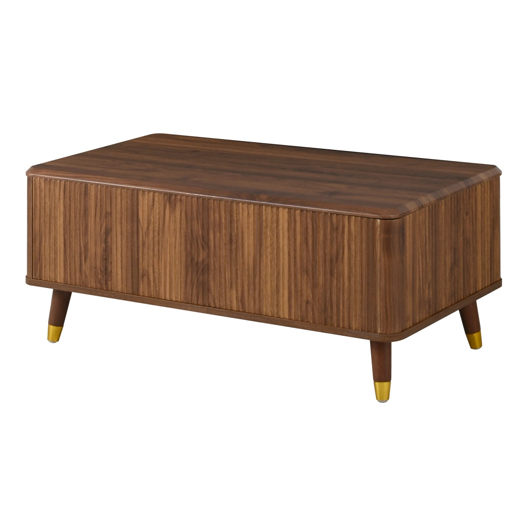 Tavolino da caff¨¨ 97x52 cm con piano regolabile in MDF color noce