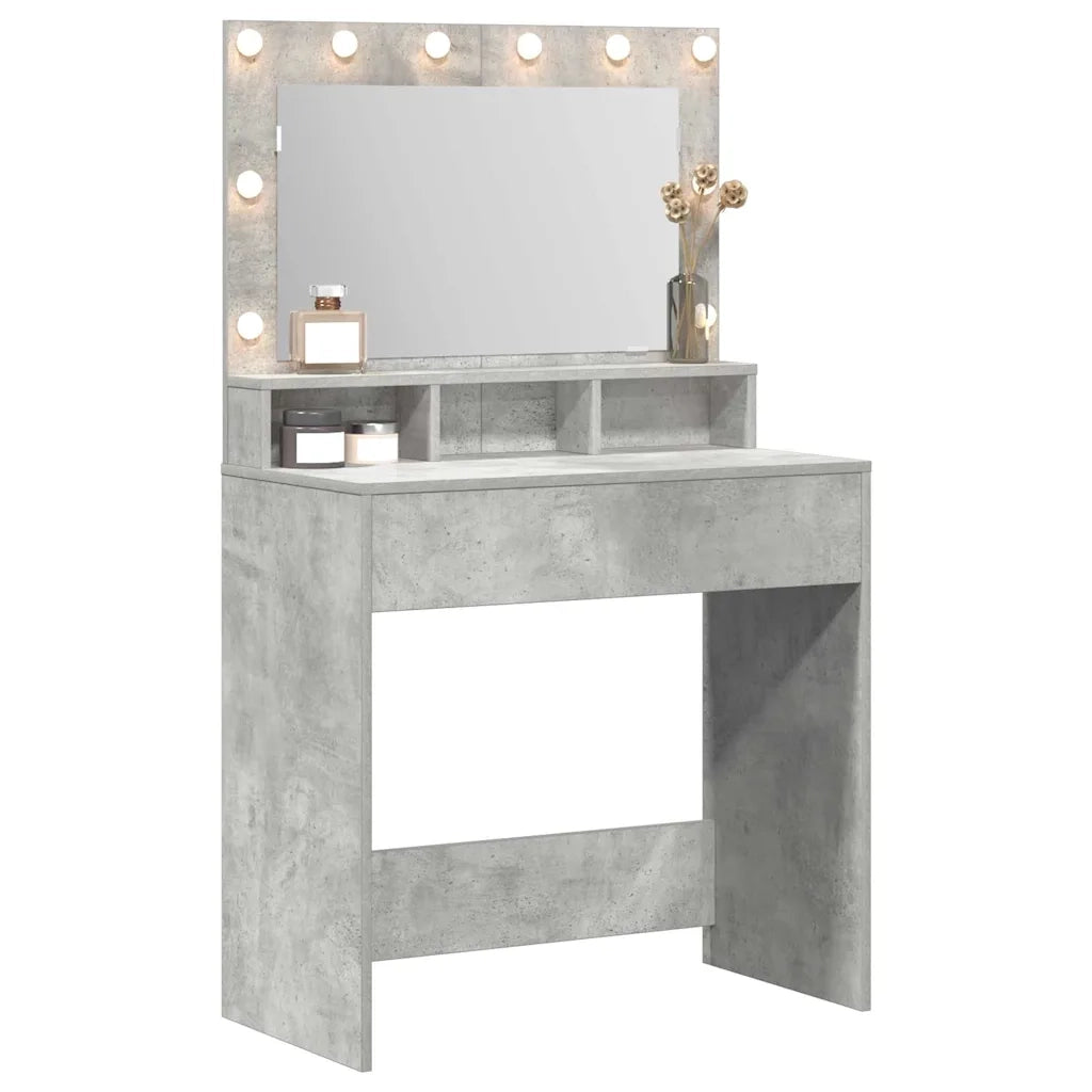 Tavolo da Trucco con specchio Grigio cemento 78,5 x 41 x 135 cm 865112