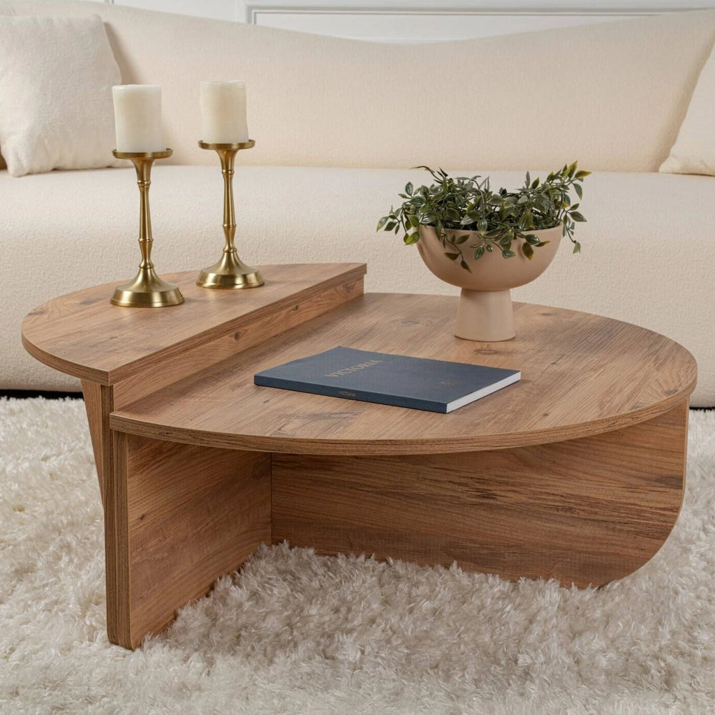 Mansue, Tavolino da Salotto Peso Massimo Supportato 15 kg, 90x60x35h cm Marrone Pino