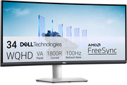 S3423DWC USB-C 34" WQHD (3440x1440) 21:9 1800R Monitor Curvo, 100Hz, VA, 4ms, AMD FreeSync, 99% sRGB, Altoparlanti integrati, USB-C, 2x HDMI, Anni di Garanzia
