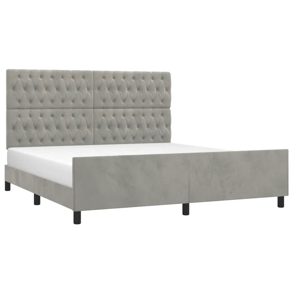 Giroletto con Testiera Grigio Chiaro 180x200 cm in Vellutocod mxl 121899
