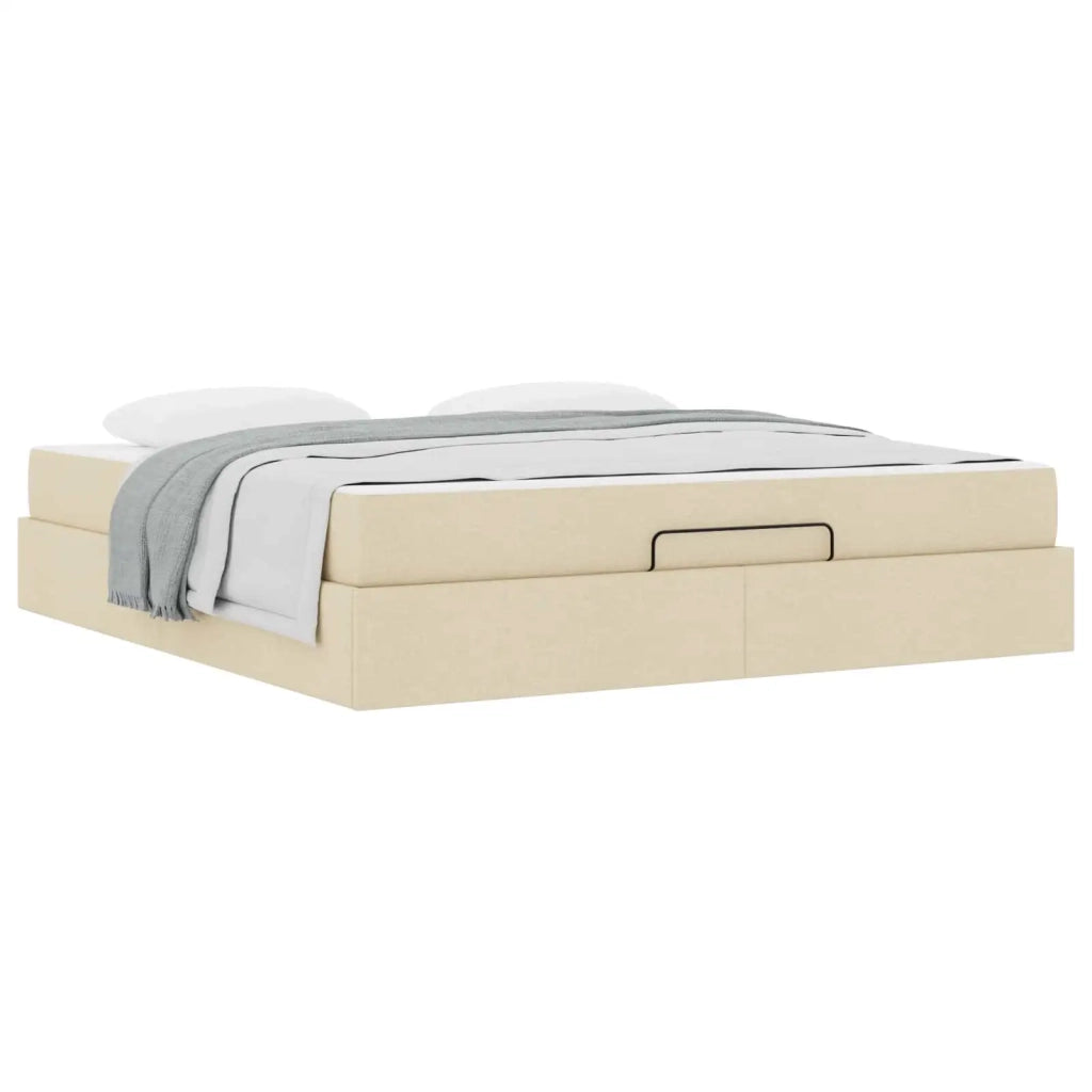 Struttura letto con materasso con materasso 2 pcs Crema Tessuto