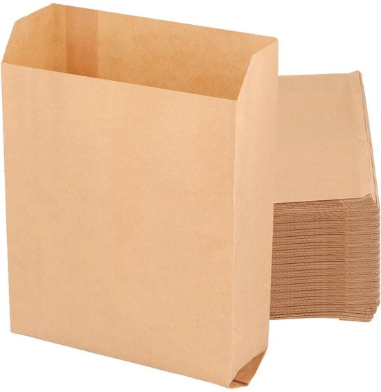 Zaini in Carta 300 Stuks - Carta Kraft - 15 x 5 x 22 cm - Resistenti al Grassamento - Borse per la Spesa/Zaini per Caramelle - Adatti per Snack - Zaini da Regalo