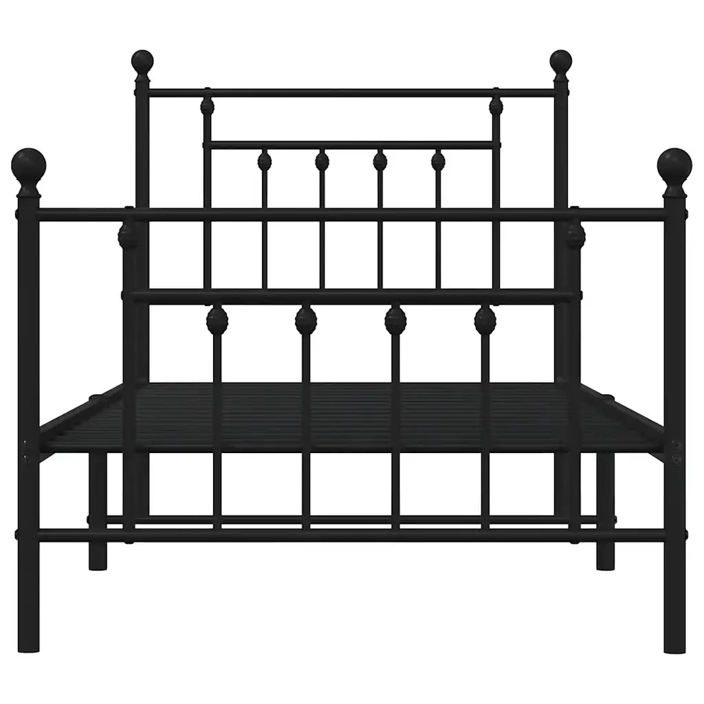 Giroletto con Testiera e Pediera-Struttura Letto Metallo Nero 90x190 cm 839044