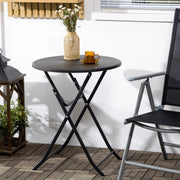 Tavolo da giardino bistrot pieghevole per 4 persone con piano effetto legno, per balcone e terrazza, grigio scuro