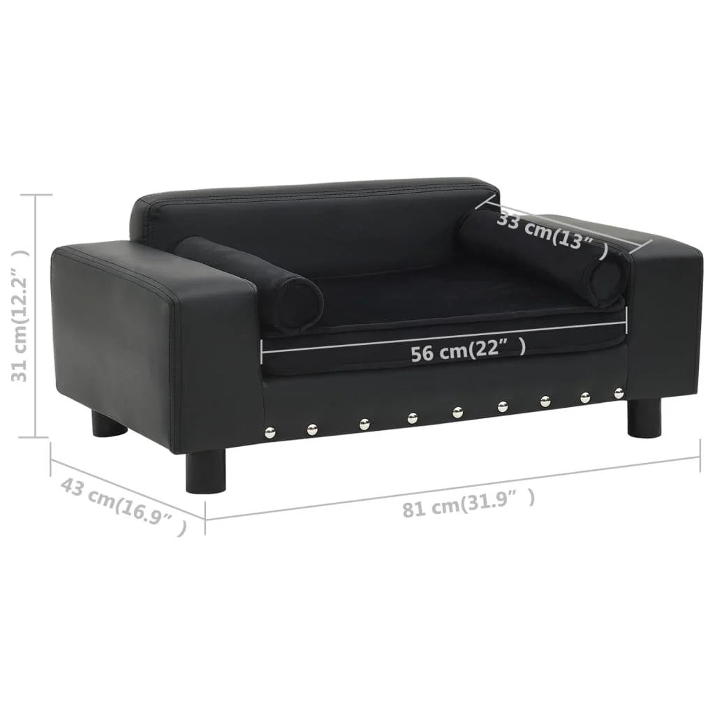 Divano per cani nero 81 cm in peluche e sintetico nero 02_0000208