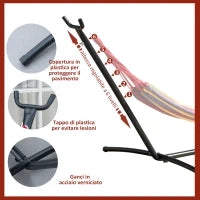 Supporto Struttura Portante Max.120Kg per Amaca Regolabile 280x120x110cm Nero
